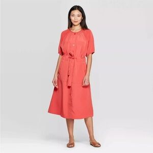 Prologue Coral Midi Dress with Dolman Sleeves